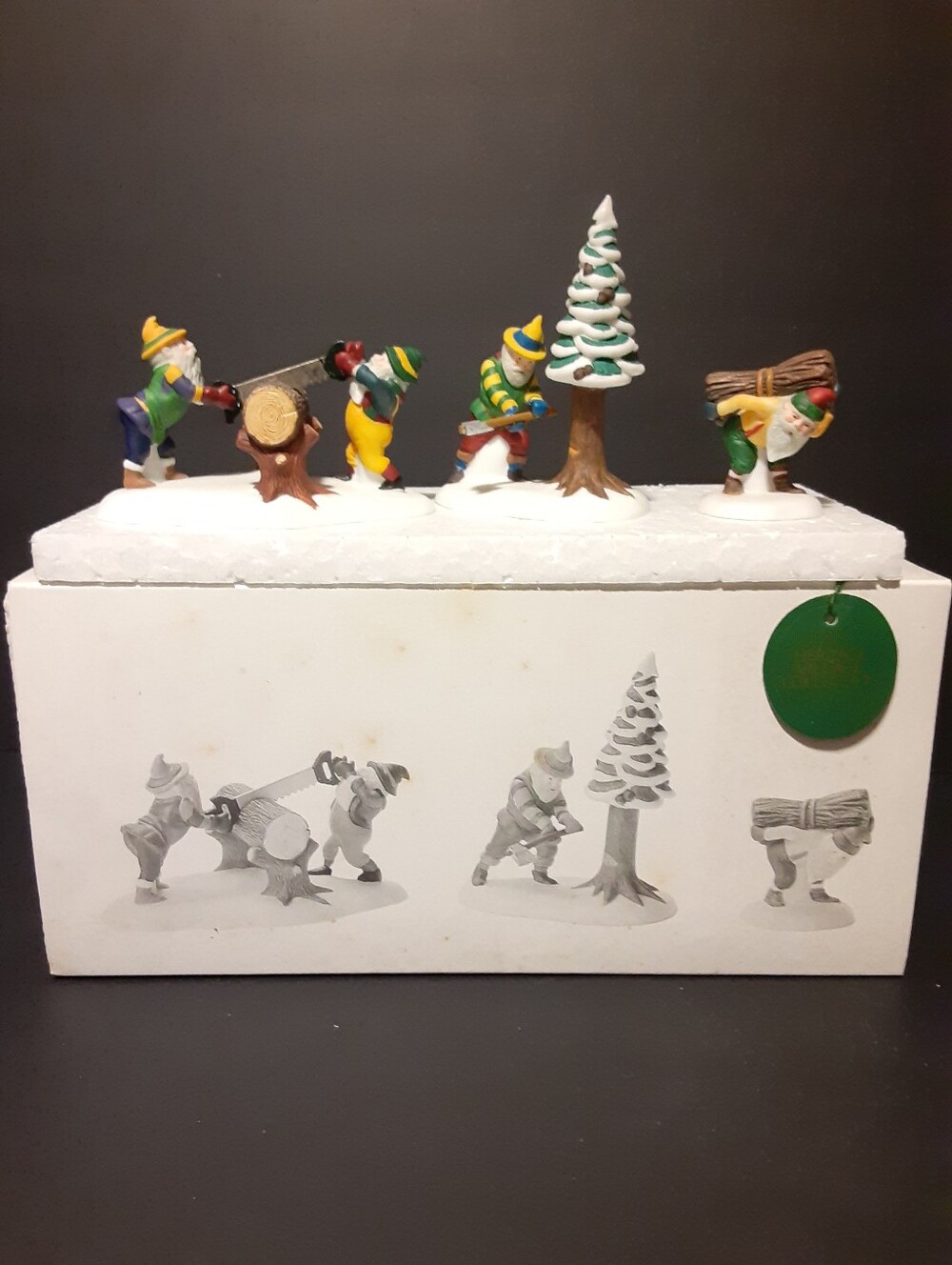 Department 56 Woodsmen Elves 5630-8 Vintage Christmas Village Accessories
